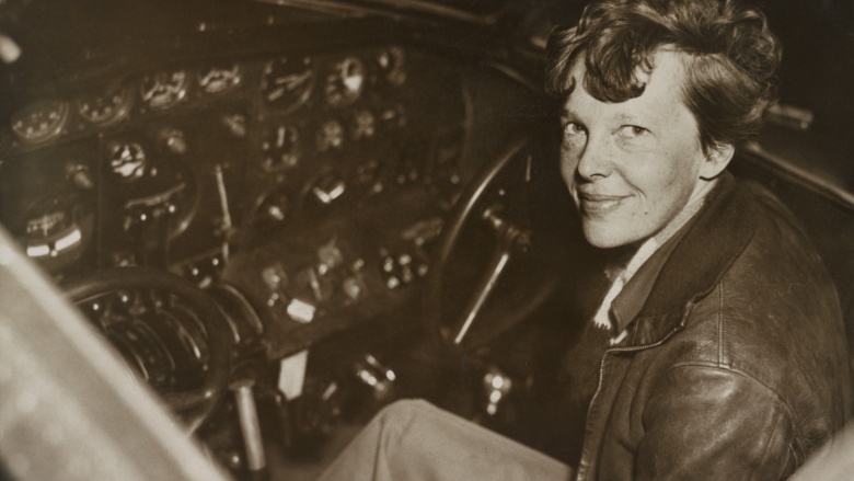 Amelia Earhart in cockpit