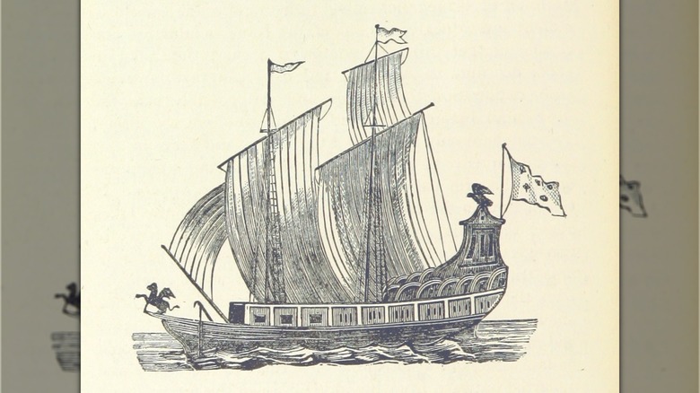 Side-view illustration of Le Griffon ship.