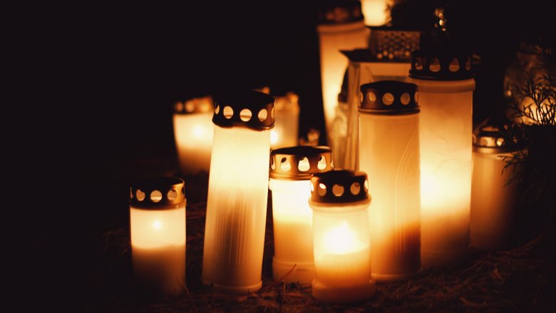 Candles on a grave