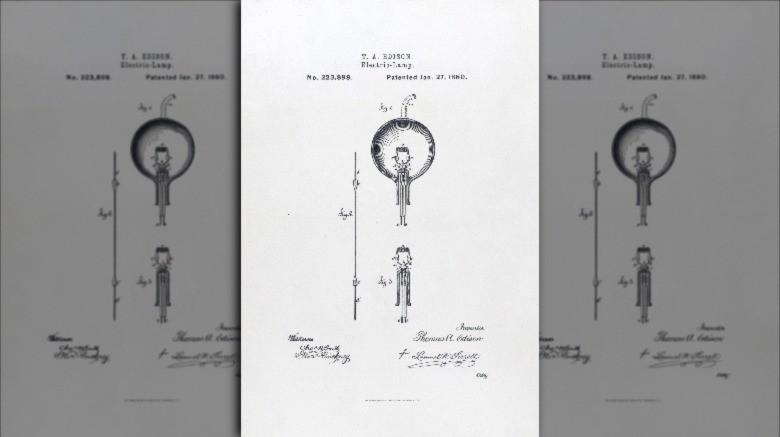 Edison's patent for lightbulb