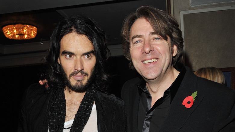 Jonathan Ross smiling with Russell Brand