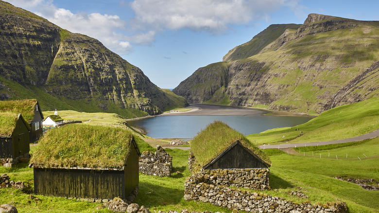 Clouds form over the Faroese village of Saksun