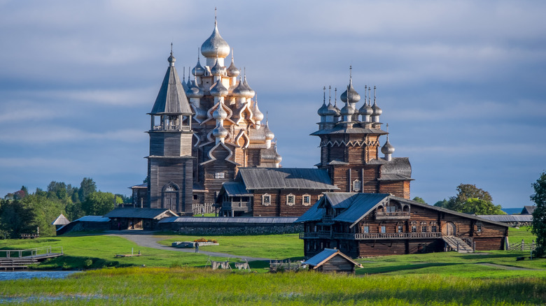 The sun rises on a Kizhi Island Orthodox church