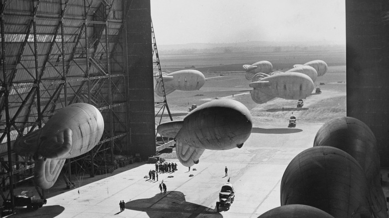 barrage balloons getting ready for deployment