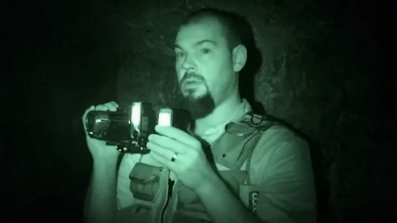 Aaron Goodwin looking scared in night vision