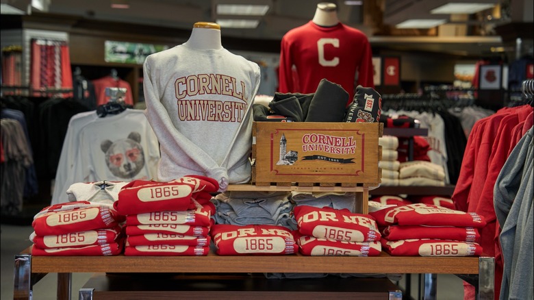 Cornell University clothing in store
