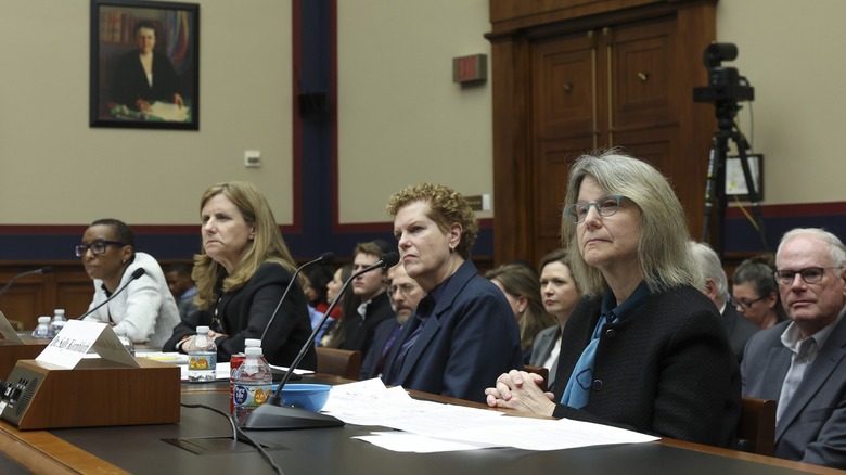 Claudine Gay, Elizabeth Magill, Pamela Nadell, Sally Kornbluth, sitting in congress