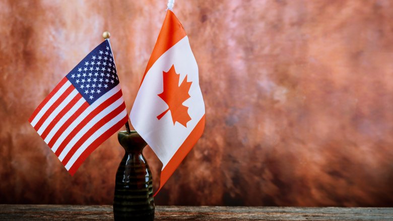 american flag and canadian flag