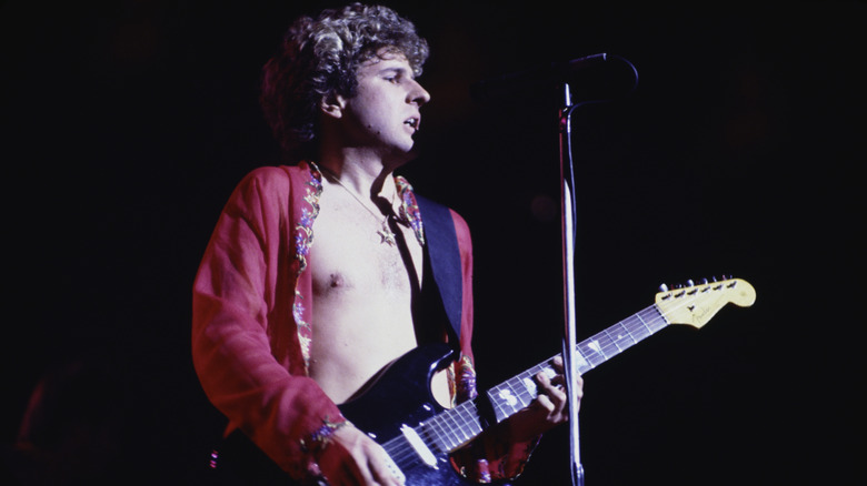 Sammy Hagar playing guitar on stage in New York in 1977