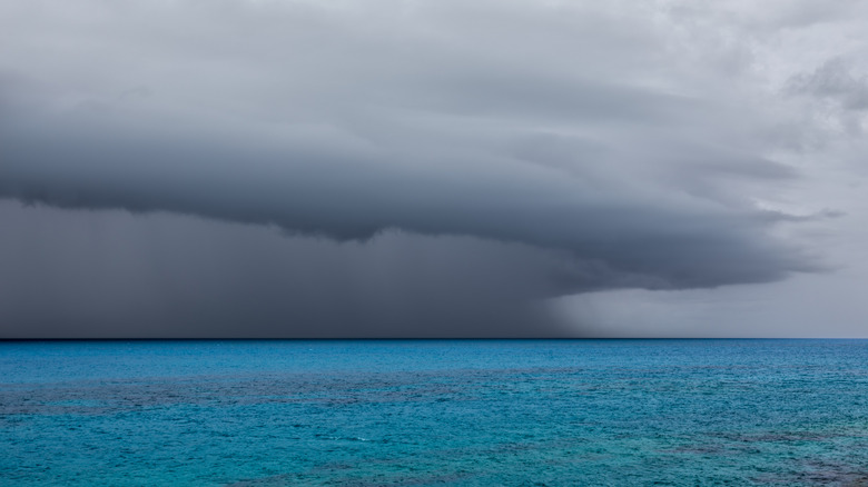 A severe thunderstorm over the ocean off the coast of Bermuda.