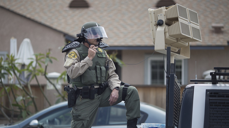 police with LRAD cannon