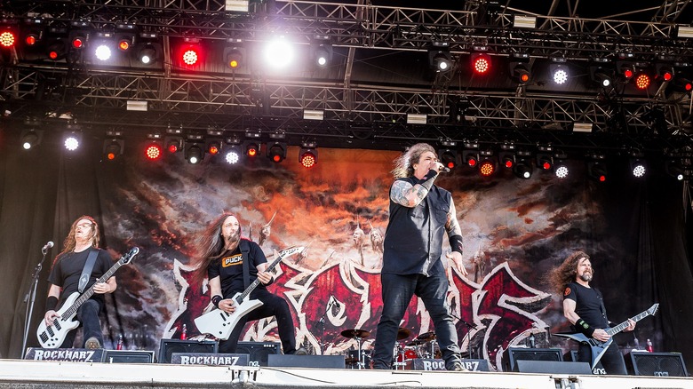 Exodus performs onstage