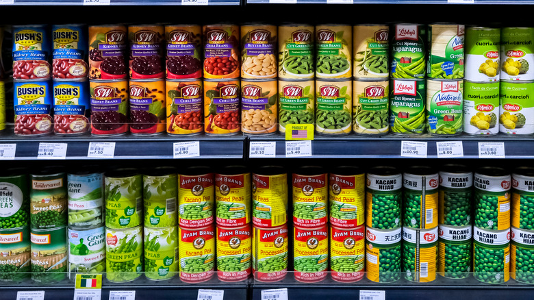 canned foods on shelf