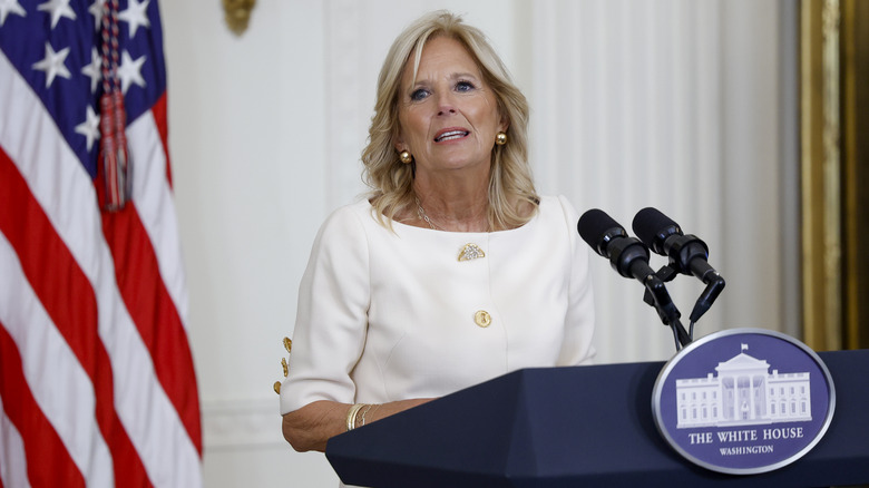 Jill Biden speaking in the White House