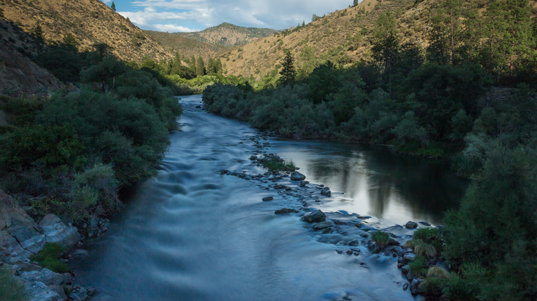 Klamath River with mountains in background