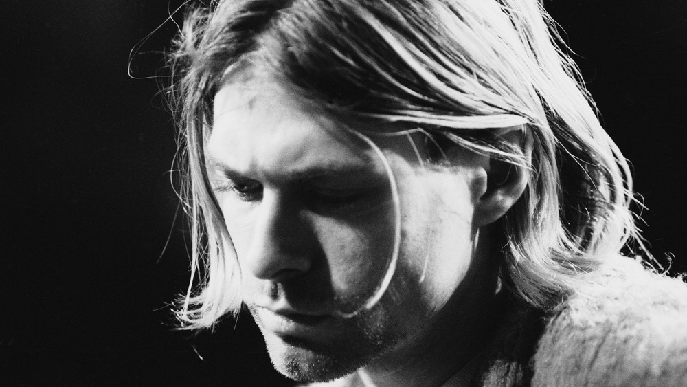 Kurt Cobain during the recording of the Unplugged session, 1993