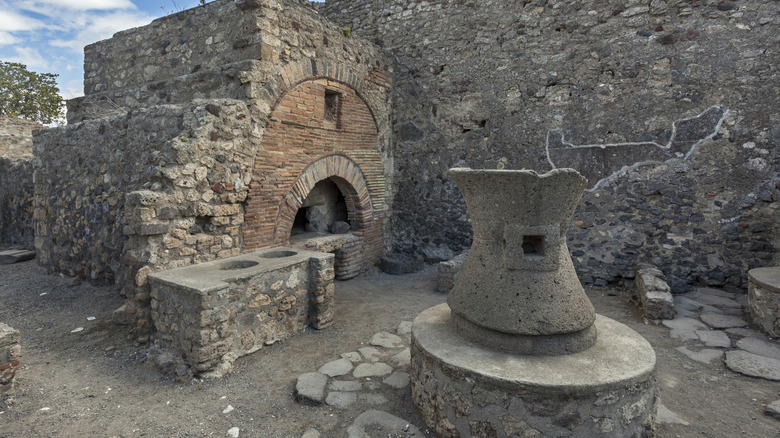 Remains of a bakery in Pompeii