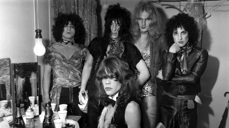 Billy Murcia in a dressing room with the other New York Dolls