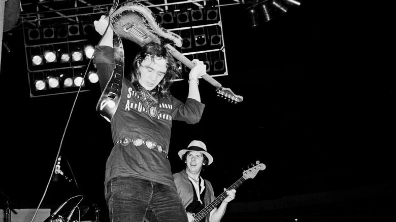 Stevie Ray Vaughan playing guitar