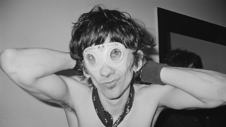 Stiv Bators wearing Mickey Mouse goggles