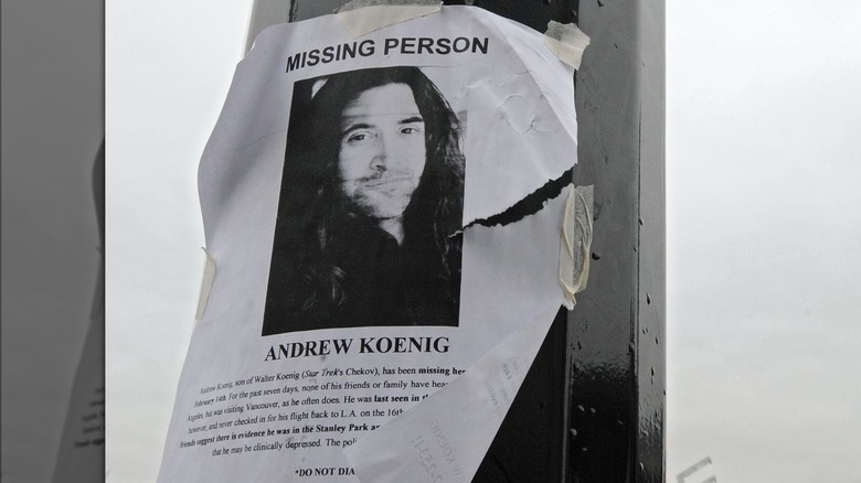 Andrew Koenig missing persons flyer