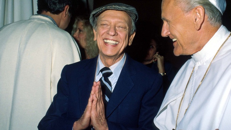 Don Knotts clasping hands with Pope John Paul II