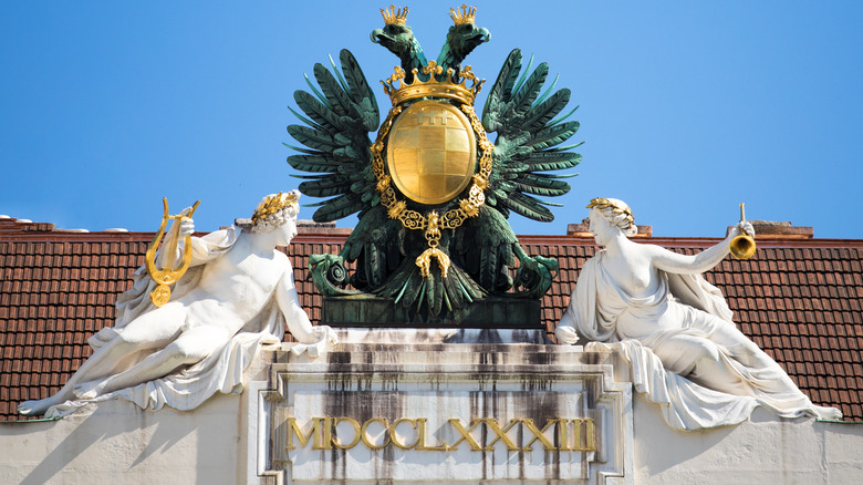 Habsburg family crest on ancestral Hofburg Royal Palace