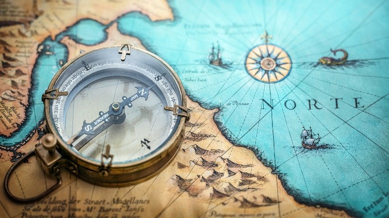 compass on old map