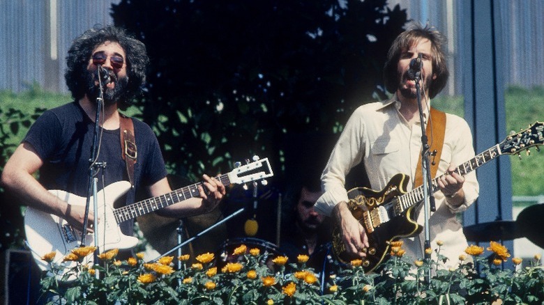 Jerry Garcia, Bob Weir, performing onstage