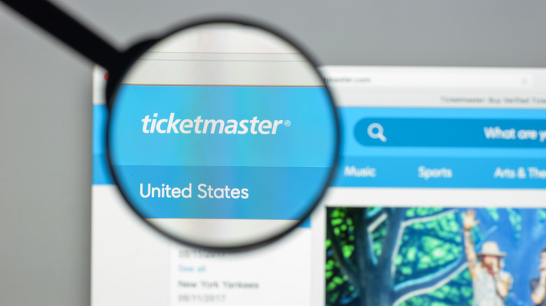 Ticketmaster website under a magnifying glass