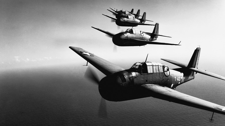 Grumman torpedo planes over water