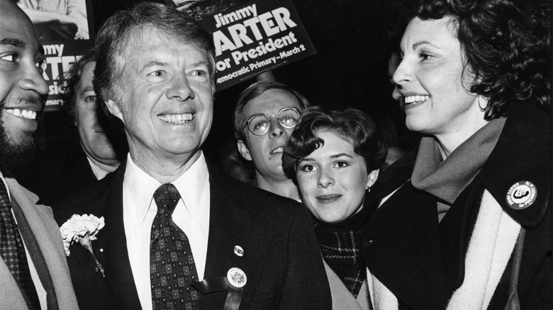 Jimmy Carter smiling at presidential rally