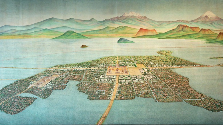 artists color illustration of tenochtitlan