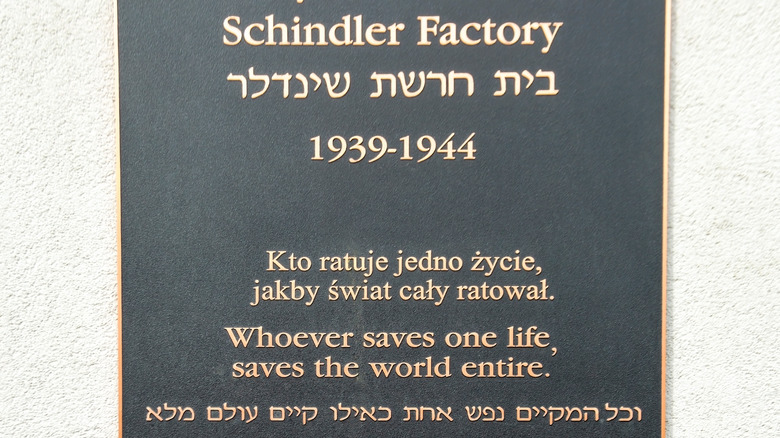 Plaque outside the Schindlers' factory