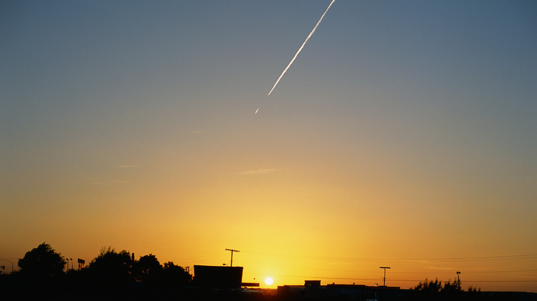 Shooting star at sunset