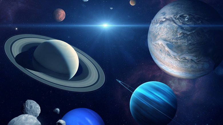 space scene solar system planets in the sky