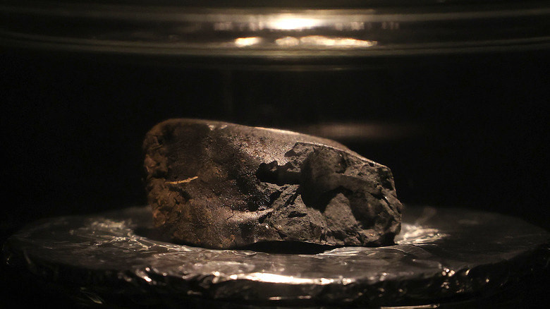 A meteorite on display