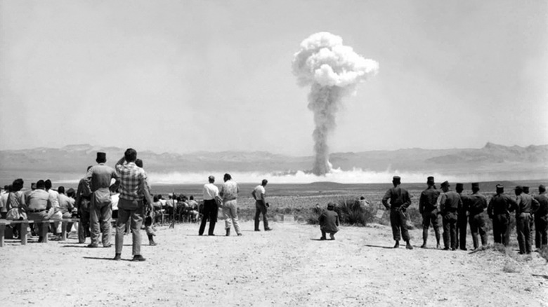 People watching nuclear test