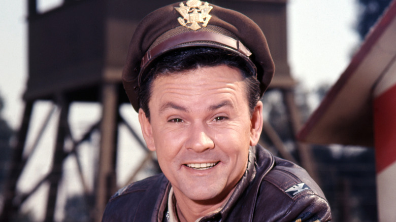 bob crane hogans heroes publicity shot on set