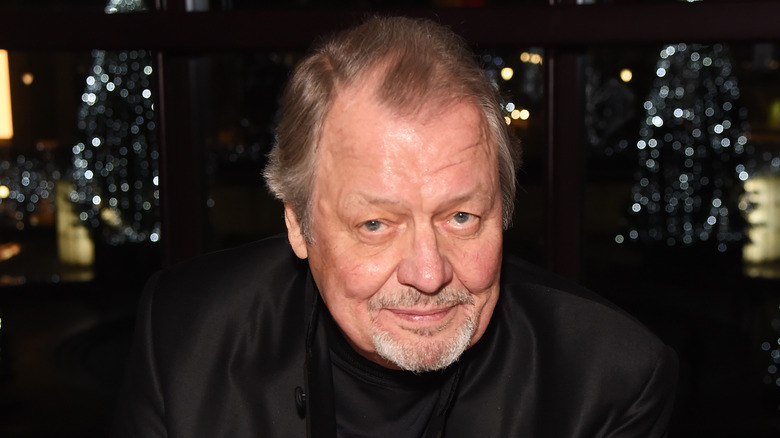 David Soul black shirt suit goatee at event