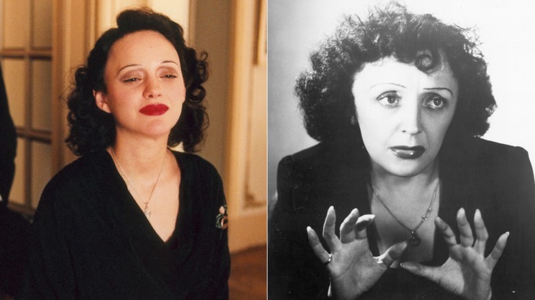 Marion Cotillard as Édith Piaf in La Vie en Rose (2007) side by side with the real Édith Piaf