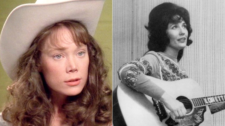 Sissy Spacek as Loretta Lynn in Coal Miner's Daughter (1980) side by side with the real Loretta Lynn