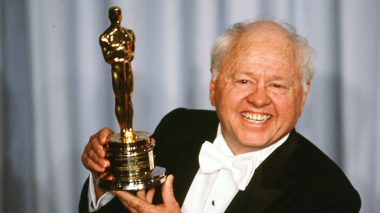 Mickey Rooney holding an Academy Award