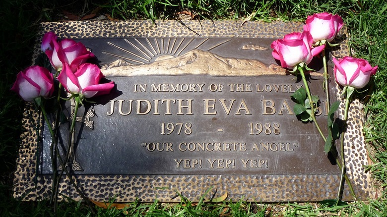 Judith Barsi headstone with flowers