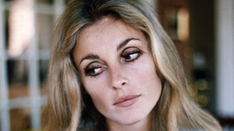 Sharon Tate looks down