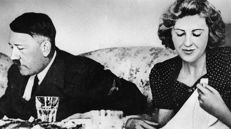 Hitler and Eva Braun dining