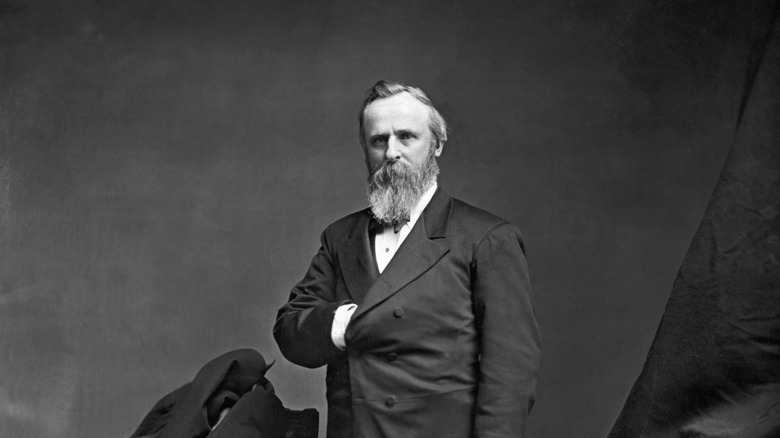 Rutherford B. Hayes hand in jacket