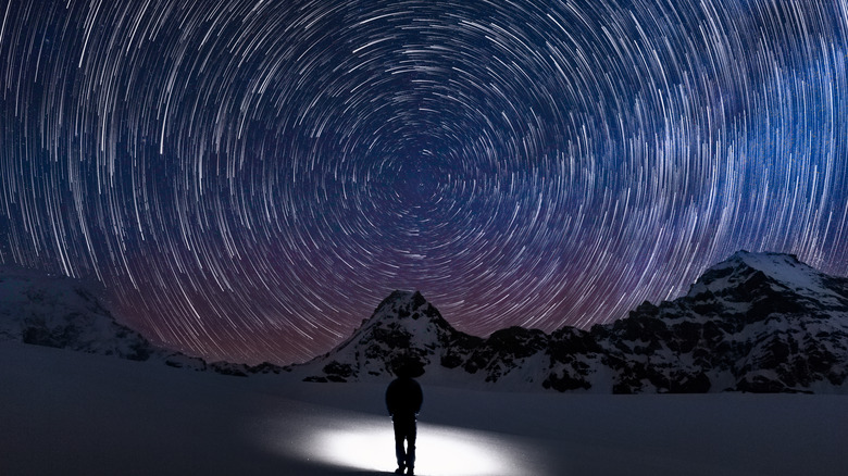 Circular star trails with Polaris near the center.