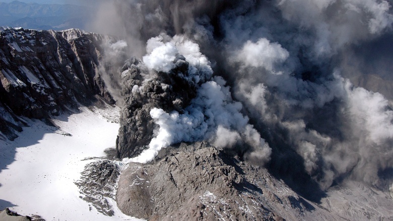 volcano erupting