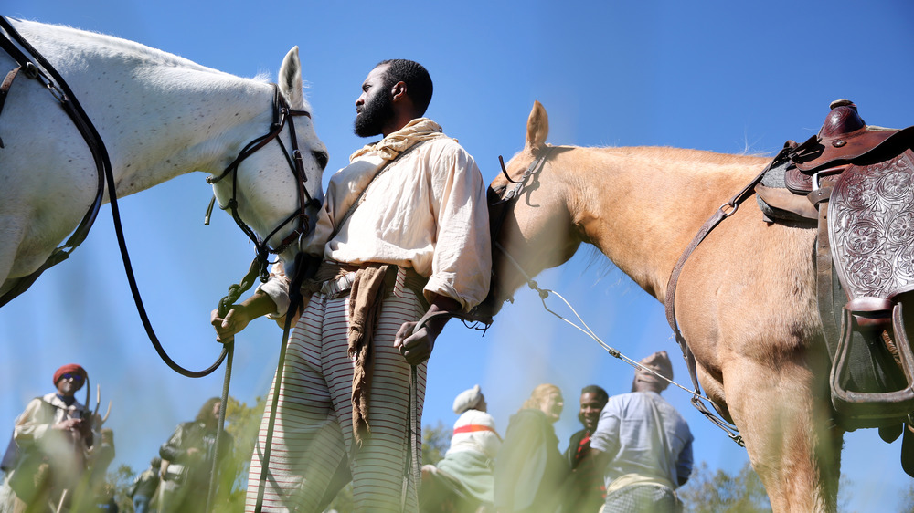 A slave rebellion reenactor in Louisiana in 2019